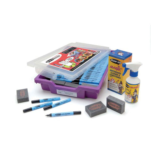 Show-me - Drywipe Classtray - 200 Fine Tip Pens, 6 Erasers And Magix