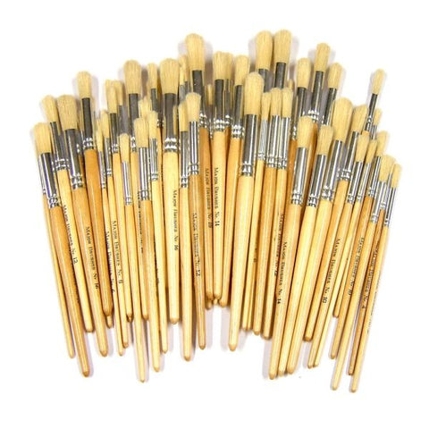Short Handled Round Hog Hair Paint Brushes 100pk