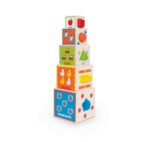 Hape Pyramid of Play Wooden Stacking Blocks Set 10 pcs