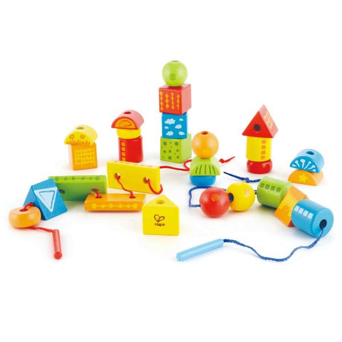 Hape - Wooden String-Along Shapes Educational Toy - 32pcs