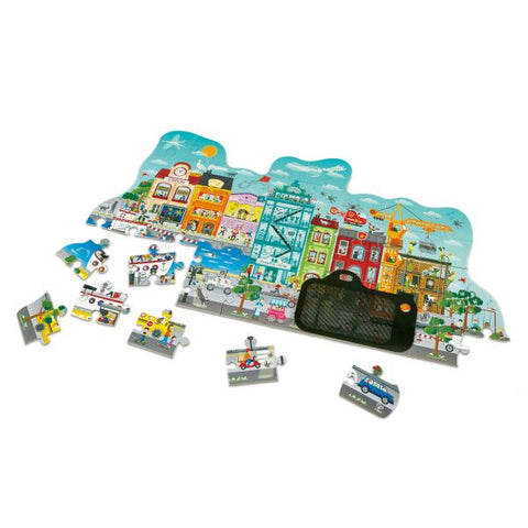 Hape - Animated City Cardboard & Puzzle Game