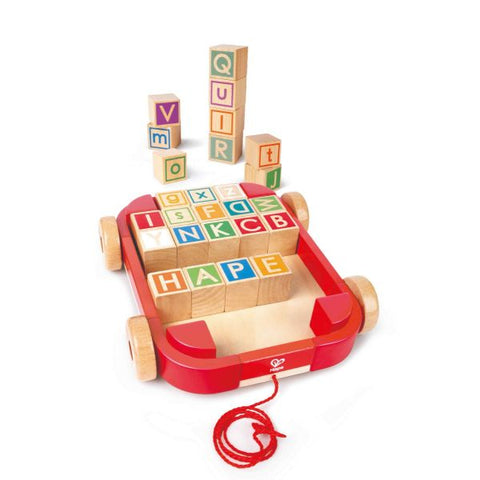 Hape Wooden Pull-Along Cart With Stacking Blocks