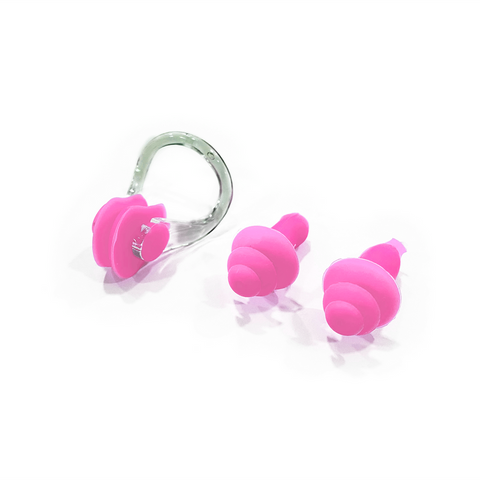 Swim Silicone Soft Ear Plugs & Nose Clip - Pink