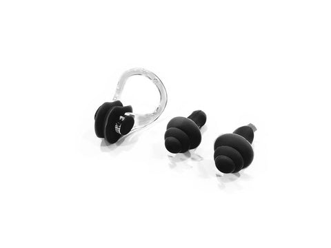 Swim Silicone Soft Ear Plugs & Nose Clip - Black