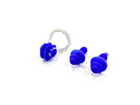 Swim Silicone Soft Ear Plugs & Nose Clip - Blue