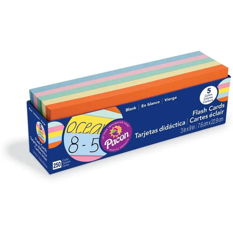 PAC FLASH CARDS LARGE ASSORTED 76 X 228MM 250PCS