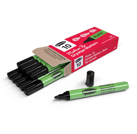 Black Drywipe Pens, Medium Tip