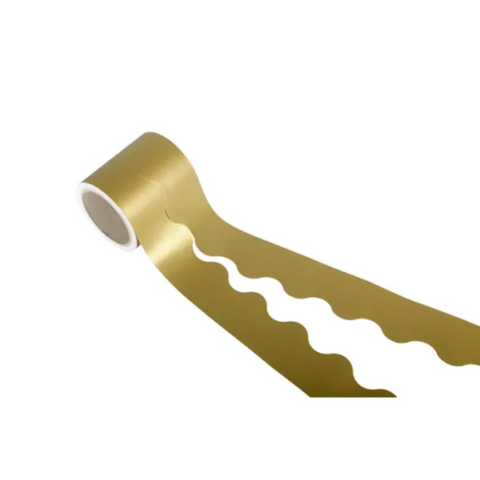DECORATIVE PAPER BORDER ROLL SCALLOPED GOLD 100MMX50M
