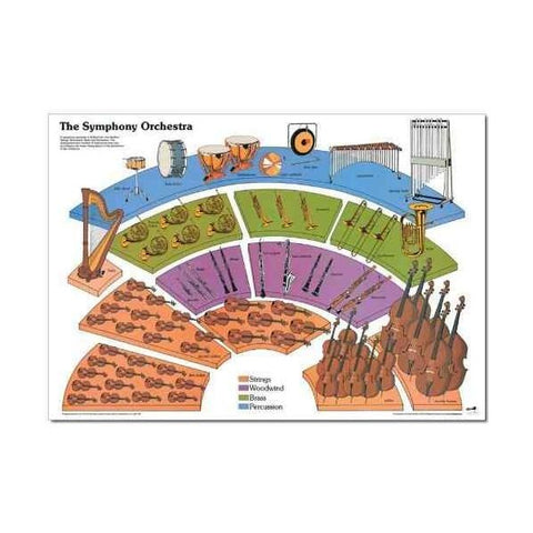 Symphony orchestra poster - map of the instruments and sections-(EHH-MU2201)