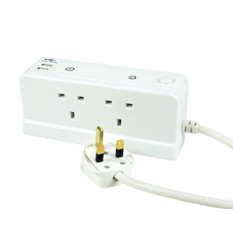 4 Gang Extension Lead with Compact Surge and Dual USB Ports - 1m-(EHH-SK429841)