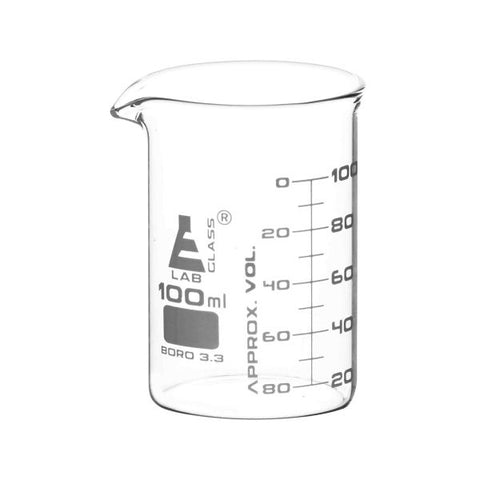 Borosilicate Glass Graduated Beakers Low Form With Spout - 100 mL