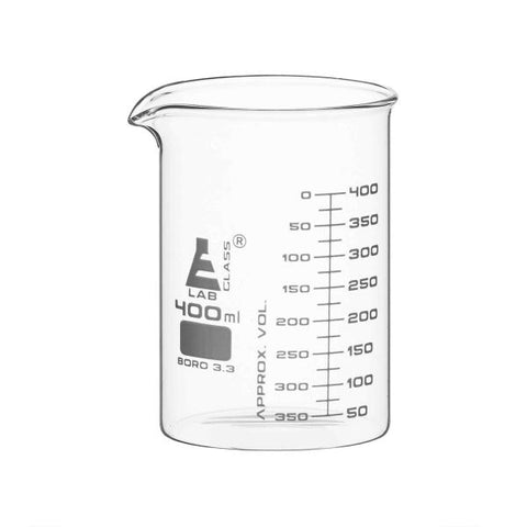 Beakers - Glass - ASTM, Low Form, with spout made of borosilicate glass, graduated, 400 ml-EIS-CH0124F