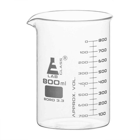 Beakers - Glass - ASTM, Low Form, with spout made of borosilicate glass, graduated, 800 ml-EIS-CH0124H