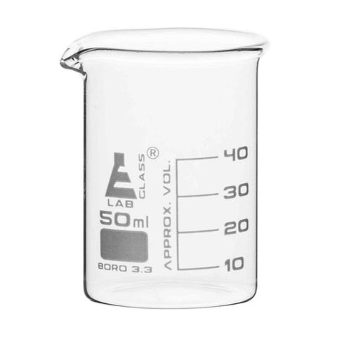 Graduated Borosilicate Glass Beaker Low Form With Spout - 50 mL