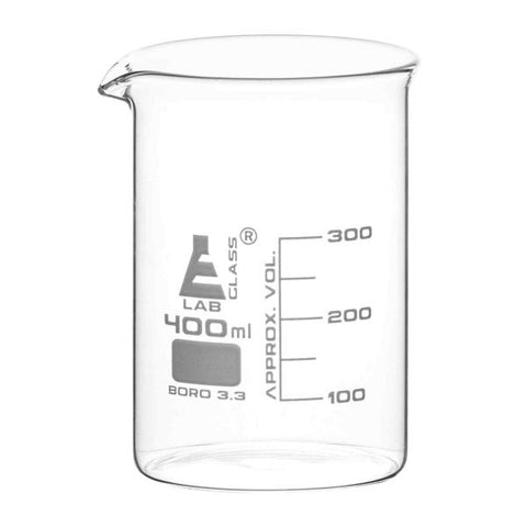 Beaker Low form, with spout made of borosilicate glass, graduated, 400ml.-EIS-CH0126H