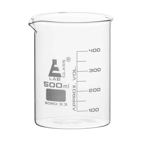 Graduated Borosilicate Glass Beaker Low Form With Spout - 500 mL