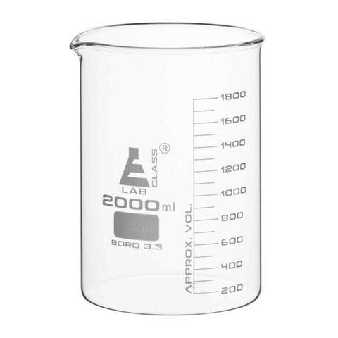 Beaker Low form, with spout made of borosilicate glass, graduated, 2000ml.-EIS-CH0126L