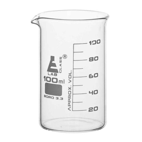 Borosilicate Glass Graduated Beaker Tall Form With Spout - 100 mL