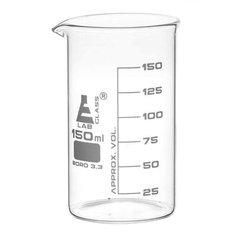 Borosilicate Glass Graduated Beaker Tall Form With Spout - 150 mL