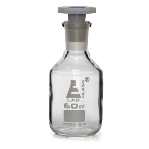 Bottle Reagent, made of borosilicate glass, narrow mouth with acid proof polypropylene stopper 60ml., socket size 14/23-EIS-CH0160B