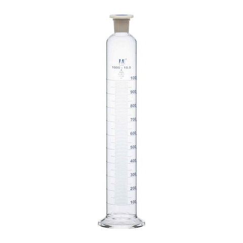 Cylinder Measuring Graduated, cap. 1000ml., class 'A', glass round base, complete with interchangeable polypropylene stopper, borosilicate glass, Blue Graduation-EIS-CH0348O