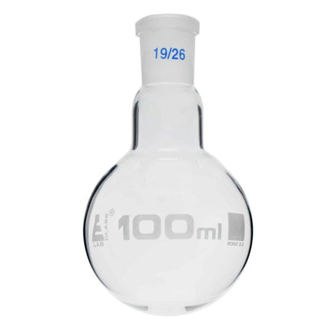 Flask Boiling with joint 100ml, socket size 19/26, round bottom, interchangeable joint, single neck, borosilicate glass-EIS-CH0404D