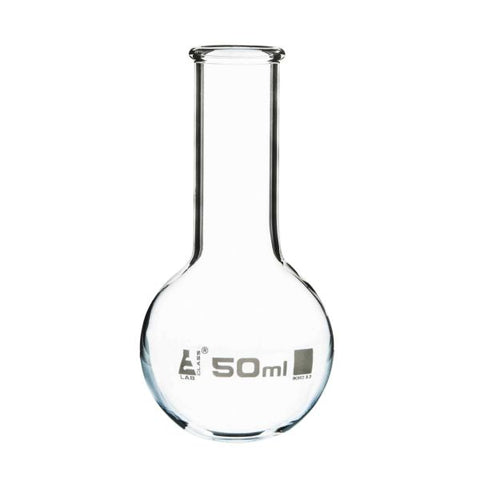 Borosilicate Glass Boiling Flask Florence Flat Bottom (Narrow Neck With Beaded Rim) - 50 mL