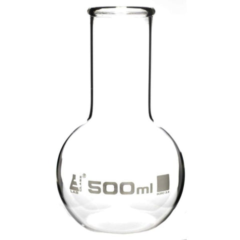 Flask Boiling - Florence, flat bottom, wide neck with beaded rim 500ml, borosilicate glass-EIS-CH0411D