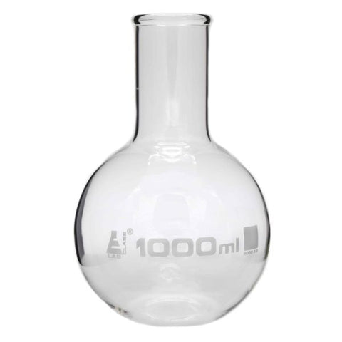 Flask Boiling - Florence, flat bottom, wide neck with beaded rim 1000ml, borosilicate glass-EIS-CH0411E