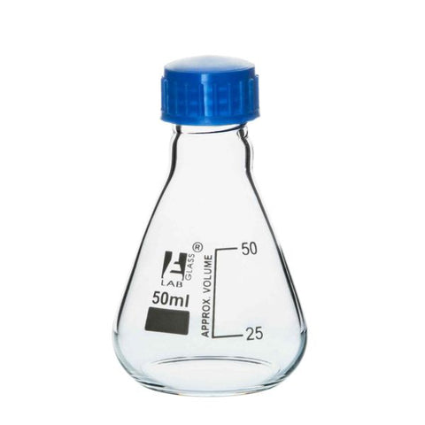 Conical Flask (50 mL) Erlenmeyer With Teflon Liner Screw Cap Borosilicate Glass