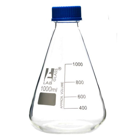 Flask Conical 1000ml, Erlenmeyer, with teflon liner screw cap, borosilicate glass-EIS-CH0430F