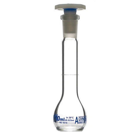 Flask Volumetric class 'A', cap. 10ml, socket size 10/19, borosilicate glass, Blue Printing-EIS-CH0446B