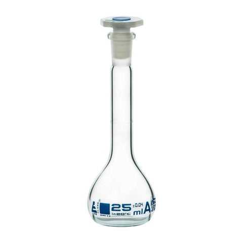 Flask Volumetric class 'A', cap. 25ml, socket size 10/19, borosilicate glass, Blue Printing-EIS-CH0446C