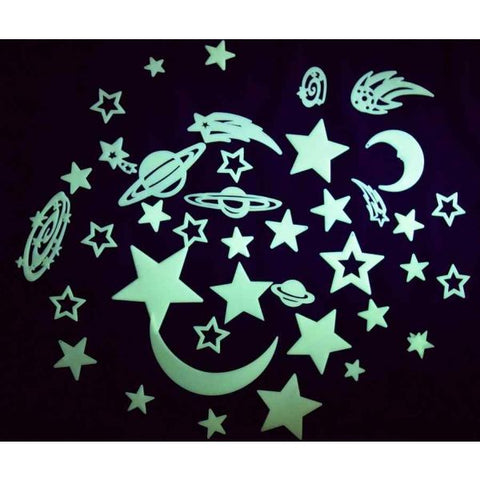 UV Glow in Dark -Moon, Planets and Stars (43 piece set)